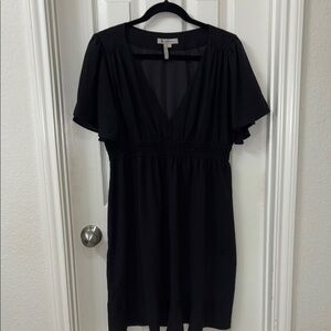 BCBGeneration Black Flutter Sleeve Babydoll Mini Dress